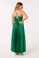 Stylish A Line Halter Neck Green Long Party Dress with Keyhole