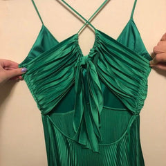 Stylish A Line Halter Neck Green Long Party Dress with Keyhole