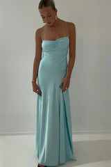 Trendy Sheath Spaghetti Straps Red Long Party Dress with Split Front