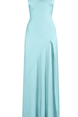 Trendy Sheath Spaghetti Straps Red Long Party Dress with Split Front