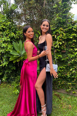 Chic Sheath Halter Neck Yellow Long Party Dress with Backless Bowknot