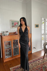 Chic Sheath Halter Neck Yellow Long Party Dress with Backless Bowknot