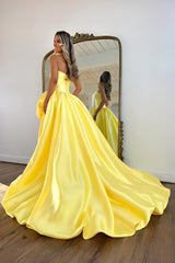 Luxury Strapless Corset Prom Gown with High Slit Skirt and Rosette Accent