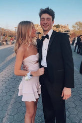 Attractive Sheath Sweetheart Light Pink Short Homecoming Dress with Keyhole