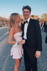 Attractive Sheath Sweetheart Light Pink Short Homecoming Dress with Keyhole