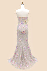 Blossom Shimmer One Shoulder Sequin Prom Dress with Floral Embellishments