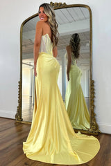 Blush Pink Crystal Beaded Strapless Prom Gown with Corset Bodice & Slit