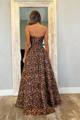 Bold Leopard Print Sweetheart A-Line Prom Dress with Corset Bodice