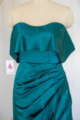 Charming Mermaid Strapless Green Long Prom Dress with Split Front
