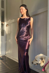 Charming Sheath Bateau Floor Length Purple Holiday Party Dress
