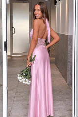 Charming Mermaid Deep V Neck Light Blue Long Prom Dress with Lace