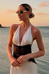 Charming Mermaid Deep V Neck Light Blue Long Prom Dress with Lace