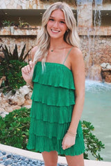 Chic A Line Spaghetti Straps Green Short Homecoming Dress with Ruffles