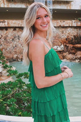 Chic A Line Spaghetti Straps Green Short Homecoming Dress with Ruffles