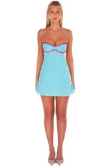 Trendy A Line Spaghetti Straps Light Blue Short Homecoming Dress with Sequins