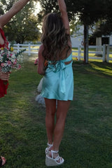 Chic Mint Green Satin Bodycon Short Homecoming Dress with Twist Front