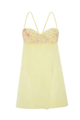 Cute A Line Spaghetti Straps Light Yellow Mini Dress with Sequins