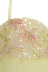 Cute A Line Spaghetti Straps Light Yellow Mini Dress with Sequins