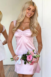 Pretty A Line Sweetheart Pink Short Homecoming Dress with Lace