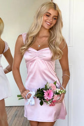 Pretty A Line Sweetheart Pink Short Homecoming Dress with Lace