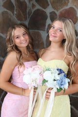 Cute Sheath Strapless Light Pink Short Homecoming Dress with Criss Cross Back