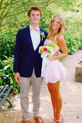 Cute Sheath Strapless Light Pink Short Homecoming Dress with Ruched
