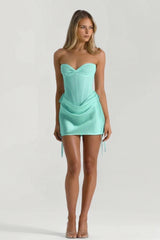Cute Sweetheart Satin Homecoming Dress with Corset Bodice and Mini Skirt