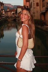 Dreamy White Mini Satin Homecoming Dress with Tiered Ruffles