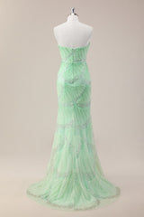 Mint Green Sweetheart Neckline Mermaid Gown Featuring Ruched Bodice and Elegant Beading for Prom