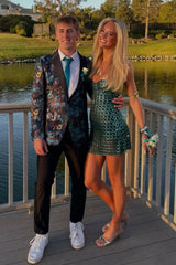 Emerald Green Beaded Homecoming Dress with Fitted Mini Silhouette