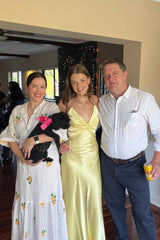 Fashion Sheath Spaghetti Straps Yellow Long Party Dress with Keyhole