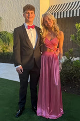 Fashionable A Line Spaghetti Straps Hot Pink Long Prom Dress with Backless