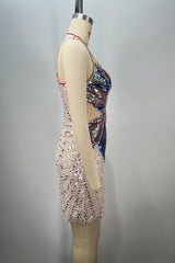 Glittering Butterfly Rhinestone Bodycon Homecoming Dress with Cutout Sides