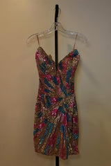 Gorgeous Sparkly Mermaid Strapless Short Sequin Homecoming Party Dress