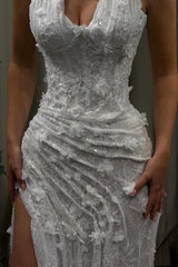 Gorgeous Mermaid Halter Neck Green Long Party Dress with 3D Flowers