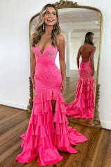 Luxurious Black Beaded Mermaid Prom Dress with Lace Up Corset and Thigh Slit