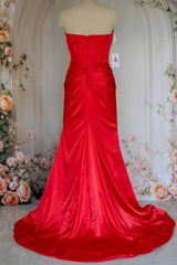 Mermaid Sweetheart Red Long Prom Dress with Split Front