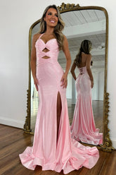 Sparkly Beaded Halter Neck Mermaid Prom Dress with Lace-Up Back