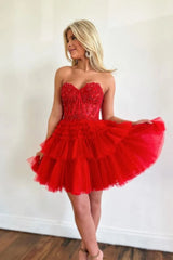 Glitter Tulle Sweetheart A-Line Short Layered Dress Homecoming Dress