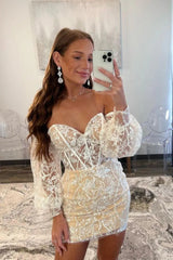 Fitted Lace Homecoming Dress with Sweetheart Neck and Detachable Sleeves