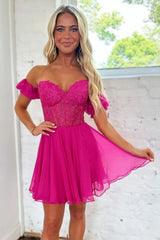 Cute Sweetheart A-Line Short Dress Lace Up Back with Detachable Sleeves Homecoming Dress