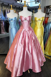 Princess A Line Sweetheart Pink Corset Prom Dress with 3D Flowers Keyhole