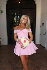Princess Style Off The Shoulder Bodice Homecoming Dress with Flared Mini Skirt