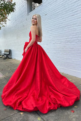 Romantic A-Line Rose-Embellished Strapless Satin Prom Gown