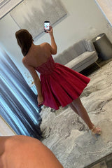 Satin Homecoming Dress with Beaded Corset Bodice and Sweetheart Neckline