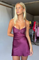 Satin Ruched Bust Lace Up  Mini Homecoming Dress with Sequin