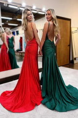 Sexy Mermaid Prom Dress in Glitter Fabric with Open Back and Beaded Corset Bodice