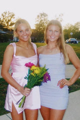 Simple Glam Satin Sleeveless Open Back Mini Homecoming Dress