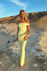 Sleek Pastel Yellow Off-Shoulder Mermaid Silhouette Prom Dress