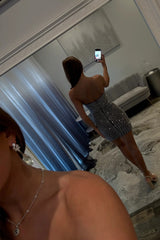 Sparkly Tight Beaded Homecoming Dress with Cutout Details and Sweetheart Neckline